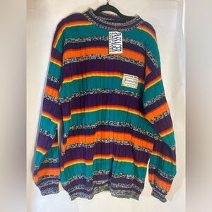 Rare Vintage Passager Sweater XL NWT 90s Striped Bold Color‎ Block Knit Pullover